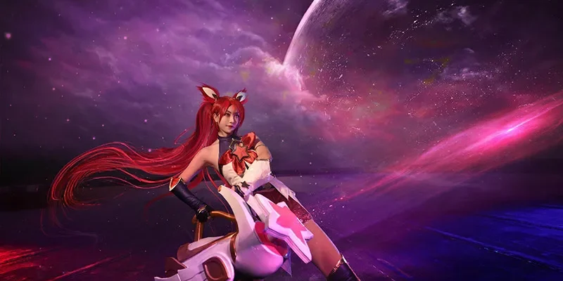 Star Guardian Jinx Cosplay Costume Full Set with Wig and Prop