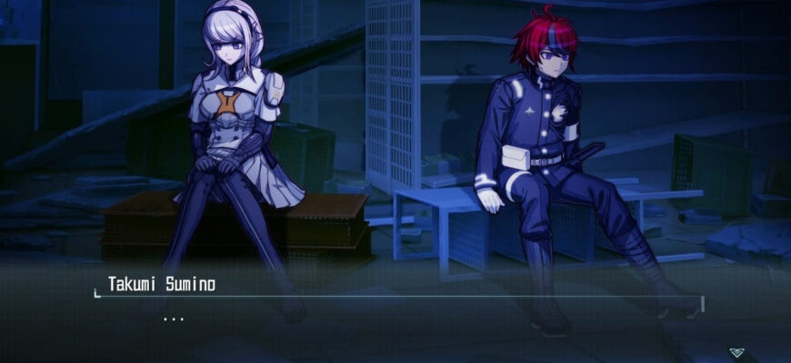 Complete Takumi Sumino cosplay costume from The Hundred Line - black jacket, tactical gloves, belt bag